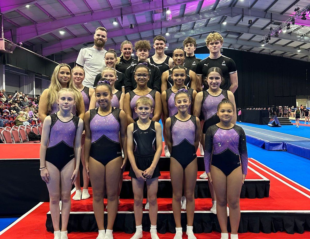 KTGA trampoline squad with their coaches