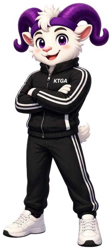 KTGA ram mascot smiling with arms folded