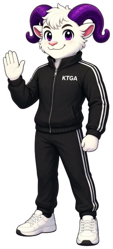KTGA ram mascot smiling with a high five